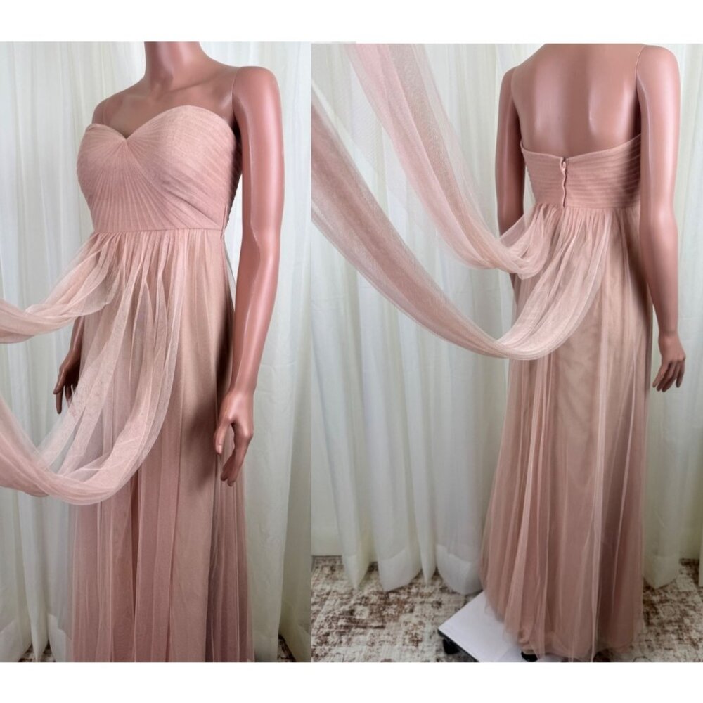 Jenny Woo Annabelle Convertible Chiffon Tulle Bridesmaid Dress Peach Size 4 - Picture 11 of 17